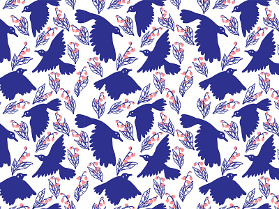 nightingales and lilies of the valley pattern