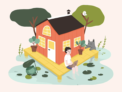 Peaceful Nature 2d adobe after effects animation animation 2d animator bird fish frog house illustration illustrator inspiration motion motion design motiongraphics nature pond tree