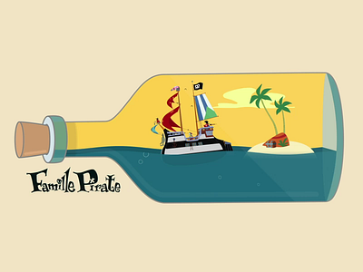Famille Pirate 2d adobe after effects animation animation 2d bottle illustraion illustrator inspiration island motion motion design motiongraphics pirate pirates ship video water