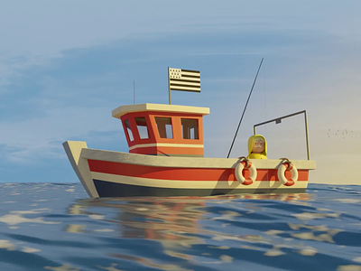 Fisherman 3d 3dart 3dcharacter 3ddesign 3dmodeling animation art blender character fisherman fishing graphic design motion graphics shark
