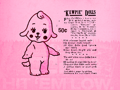Kewpie Print dog doll illustration kawaii kewpie print puppy texture toy vintage
