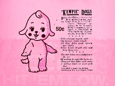 Kewpie Print dog doll illustration kawaii kewpie print puppy texture toy vintage