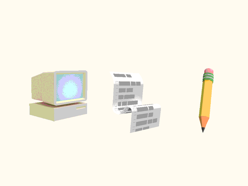 Early Internet Gifs 2000s 3d blender computer deep fried early internet office paper pencil