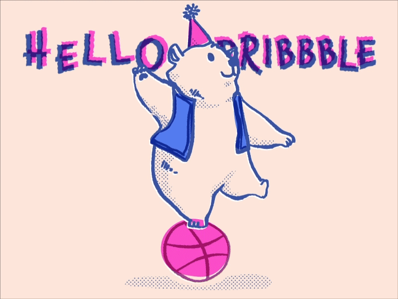 Hello Dribbble bear debut illustration motion graphic