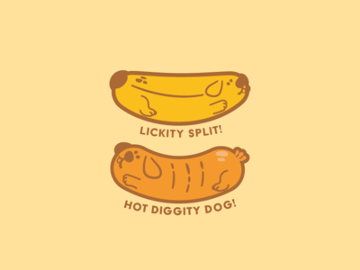 Hot Banana banana cute dog food dogs hot dog hot dogs illustration kawaii puppy sticker