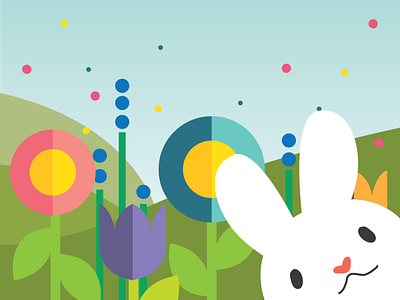 Spring Bunny bunny cute cute animals flowers illustration kawaii rabbit spring