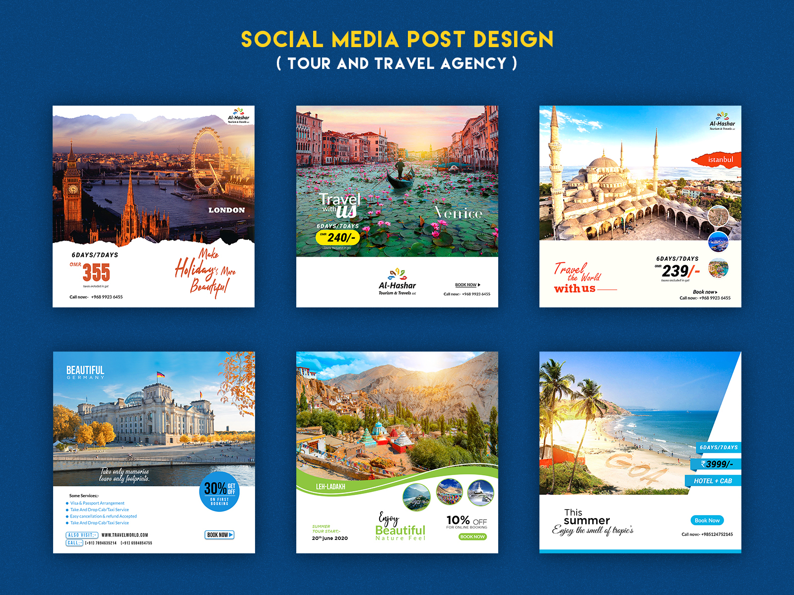 Tour And Travel Agency Social Media Post Design 2020 by Rahul Dhasmana