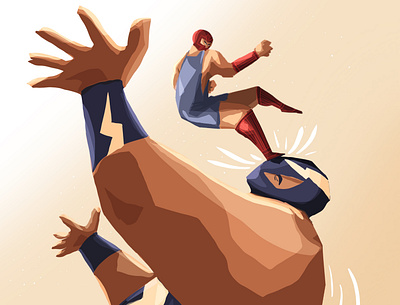 STRONG - face kick 2d character character design digital fight illustration lucha strong wrestler