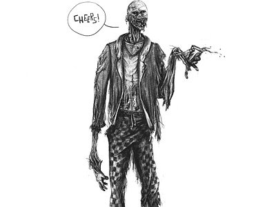 Cheers ! blackandwhite characterdesign dead digitalart draw drawing drink illustration illustrator procreate zombie