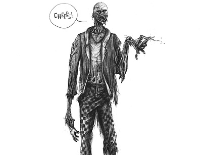 Cheers ! blackandwhite characterdesign dead digitalart draw drawing drink illustration illustrator procreate zombie