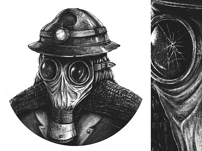 Alien alien blackandwhite characterdesign digitalart digitaldrawing gasmask helmet illustration procreate weird