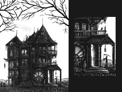 haunted manor characterdesign dark digitalart halloween haunted illustration illustrator manor procreate scary