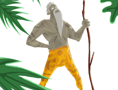 Old Tarzan characterdesign digitalart digitalpainting forest illustration illustrator ipadpro leaves old procreate stick tarzan