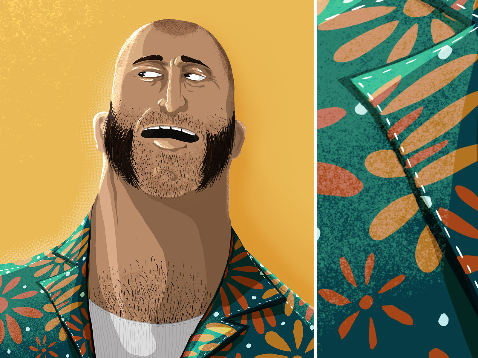 Miami Bike artstudy digitalpainting ipadpro digitalart procreate illustration characterdesign man bearded shirt motif pattern hawaiian