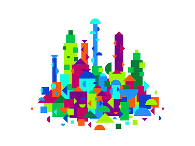Trilingual City city geometric illustration invisible cities mountains