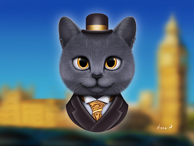 British Cat art british cat design digital art drawing england graphic design grey illustration procreate ukraine