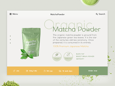 Matcha The Green Healthy Powder design details green health healthy matcha powder shop template webdesign