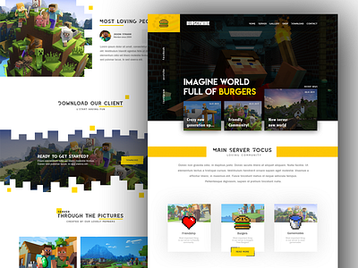 for Minecrafters creative design game gamers gaming mc minecraft server template ui ux design website yellow