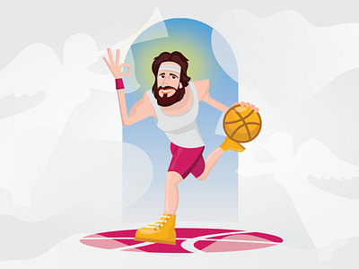 My Faith / Basketball 2d angels ball basketball colour court design digital art fairytale faith game god heaven identity illustration jesus christ pink player religion vector