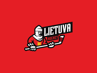 Hockey Lithuania 2d brand branding colour flat history hockey icon identity illustration knight lithuania logo mascot logo puck sport sports design vector