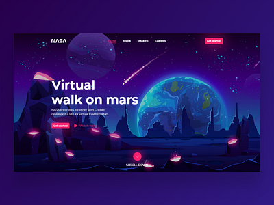 Landing page NASA branding design illustration minimal typography ui ux vector web website