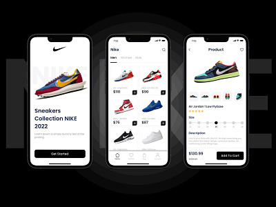 Nike - Shoes App Design app branding design eccomerce mobile ui mobile uiux nike nike air nikeshoes rebranding redesign shoes ui
