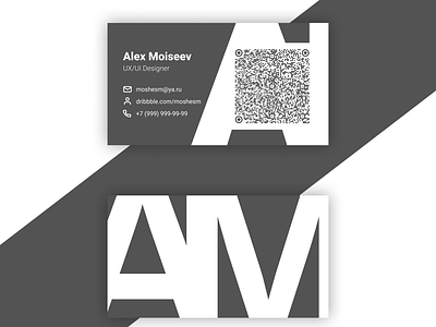 Business card design business card design grey qr code typography