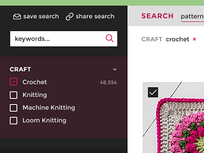 Ravelry Design Concept filters search