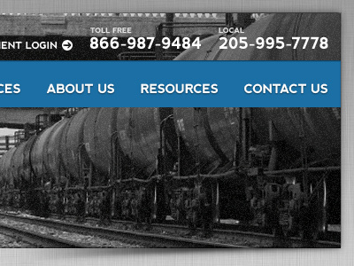 Textured and Dimensional header - Trains in Birmingham, AL navigation texture web design website