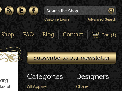 Black and Gold black damask gold web design website