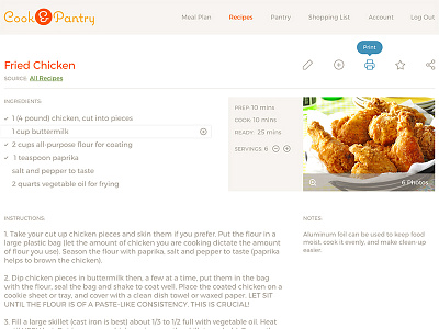 Cook & Pantry Recipe app feather recipe