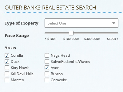 Outer Banks Search Form beach slider texture ui