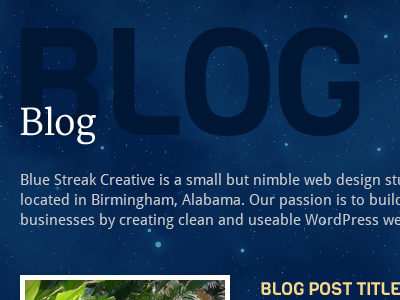 Blue Streak Creative blog page heading portfolio web design