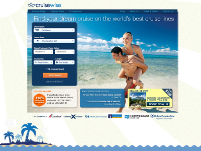 Landing Page Option cruises travel web design