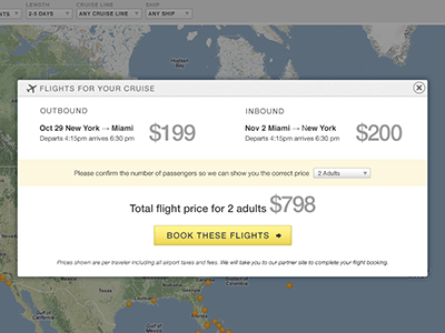 Flight price overlay