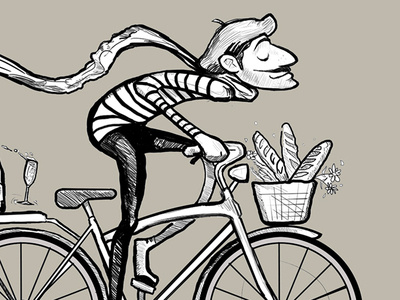 Bastille Weekend Line Art baguette bicycle bliss character design french french paper frenchie happiness illustration minimal mostache nicolas fourie old paper south african designer