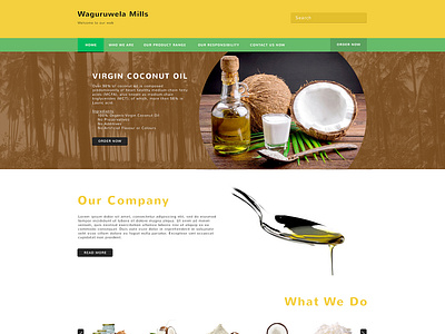 Web Layout for a Coconut Company