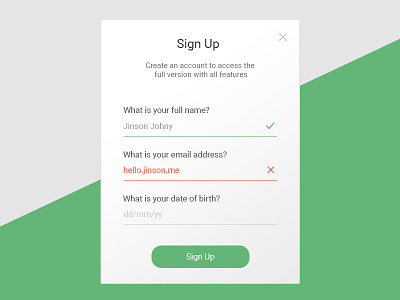 Sign Up / Daily UI 001 dailyui debute minimal form signup form