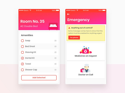 Room picker page for an upcoming app