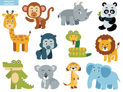 Cute animals for sticker activity book by Ksenya Savva on Dribbble
