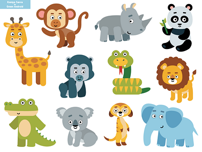 Cute animals for sticker activity book activity adobe illustrator animal book cartoon character children crocodile education elephant for kids giraffe illustration koala lion monkey panda preschool rhino sticker