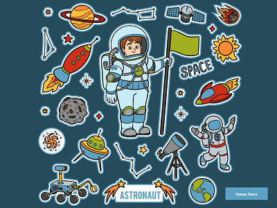 Cartoon Drawing Astronaut Character Png Element PNG Images