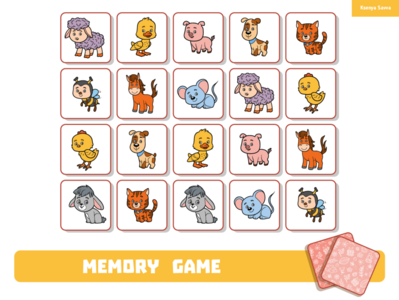 Memory game for preschool children, Farm animals by Ksenya Savva on ...