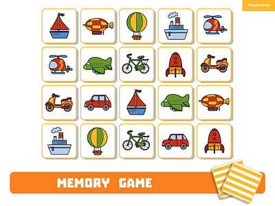 Memory game for children, mode of transport activity adobe illustrator airplane bike car cards cartoon children education for kids game helicopter illustration learning memory preschool rocket ship transport vector