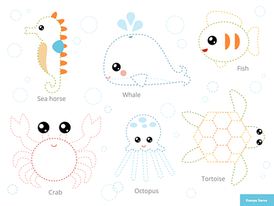 Set Of Sea Animals Connect The Dots Education Game For Kids By Ksenya Savva On Dribbble