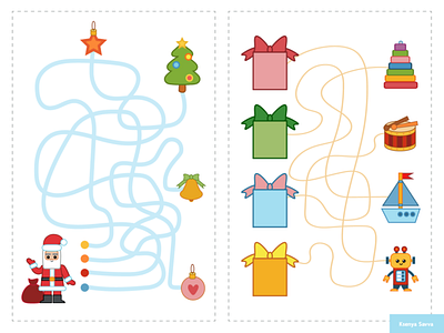 Simple maze games for children about Christmas and New Year activity adobe illustrator cartoon character children christmas education for kids game gift holiday illustration labyrinth maze preschool puzzle santa claus vector winter worksheet