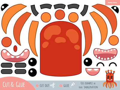 Cut and glue, education game for children. Create funny monster by Ksenya  Savva on Dribbble