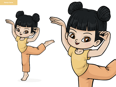 Cartoon modern dancer, asian girl. Character design activity adobe illustrator anime asian cartoon character children club colour cute dance dancer design for kids girl illustration modern vector