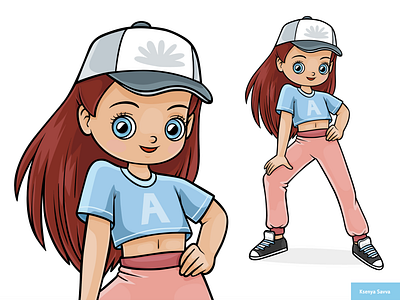 Cartoon hiphop dancer, teenage girl. Character design activity adobe illustrator cartoon character children colour cool cute dance dancer design for kids girl hiphop illustration modern sport teenager vector