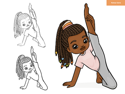 Cartoon modern dancer, girl. Character design activity adobe illustrator african black cartoon character children colour cute dance dancer design for kids girl illustration modern sport stretching teenager vector